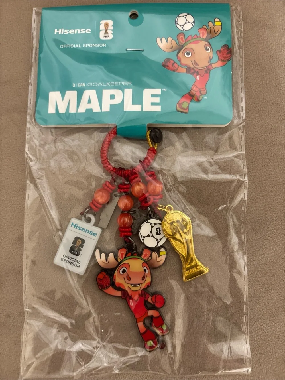 2026 World Cup Mascot Trophy Keychain Authentic-Red-Bag Pendant Soccer Fan Gift