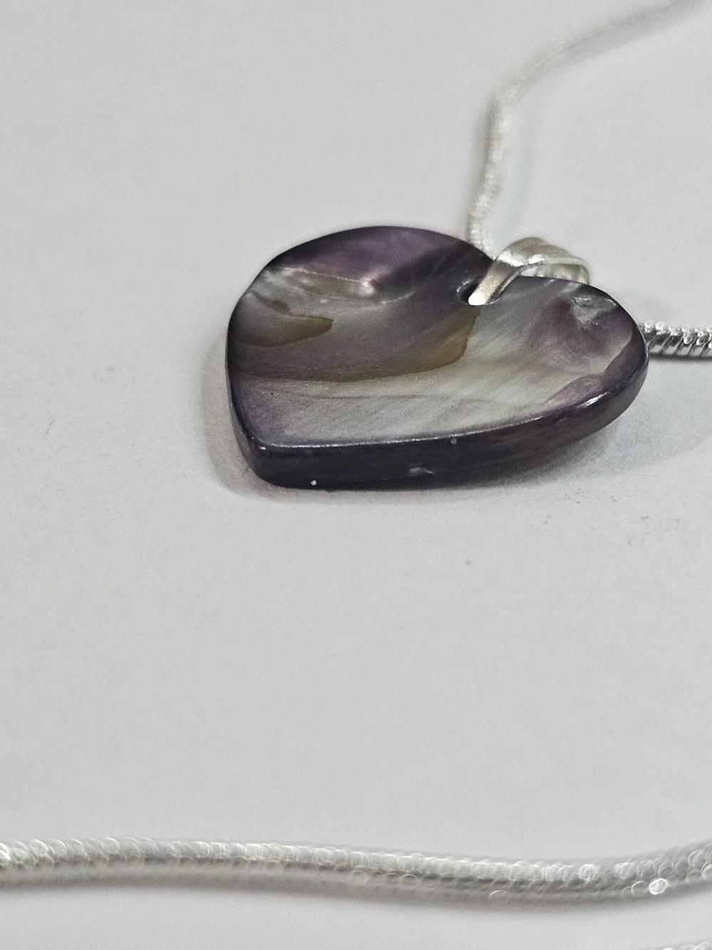 Iridescent Purple Heart Shell Pendant Necklace