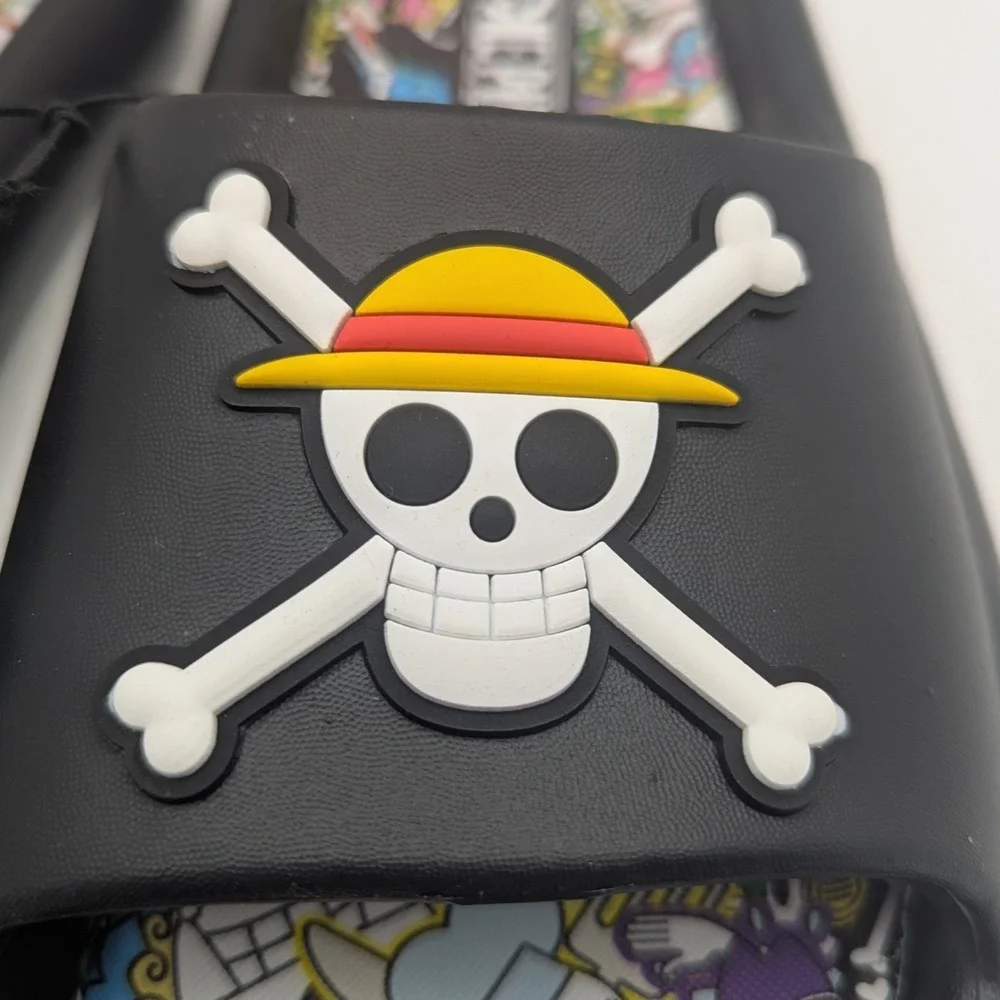 One Piece Anime Skull Slides Sandals Mens Size 9 Black Anime Slip On