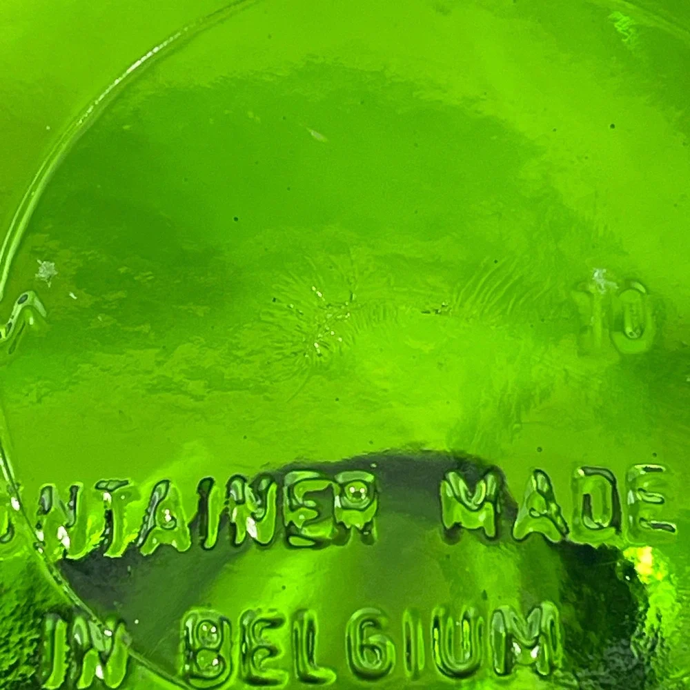 Vintage Belgium Green Glass Apothecary Jar Bubble Lid Canister‎ ~8.5-9