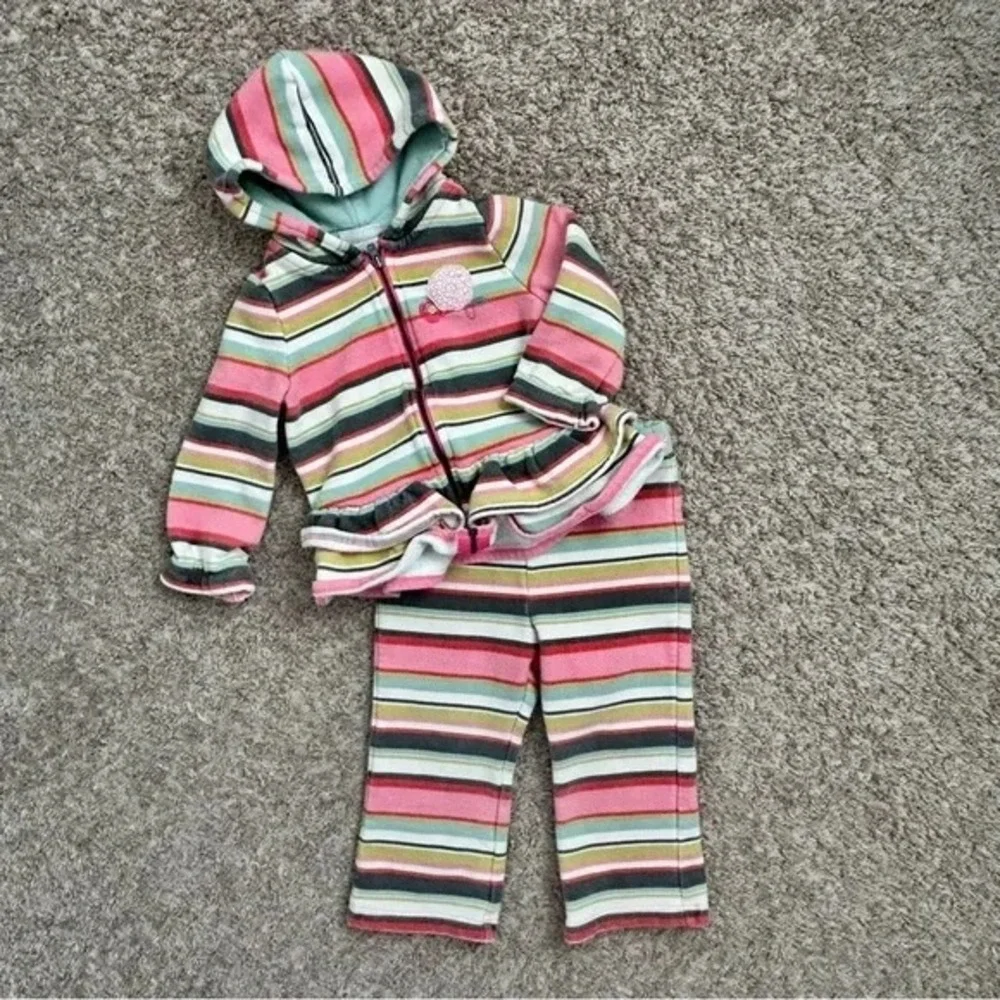 Genuine Kids from OshKosh Baby I Striped Hoodie Pants Outfit Set‎ I Size 24M EUC