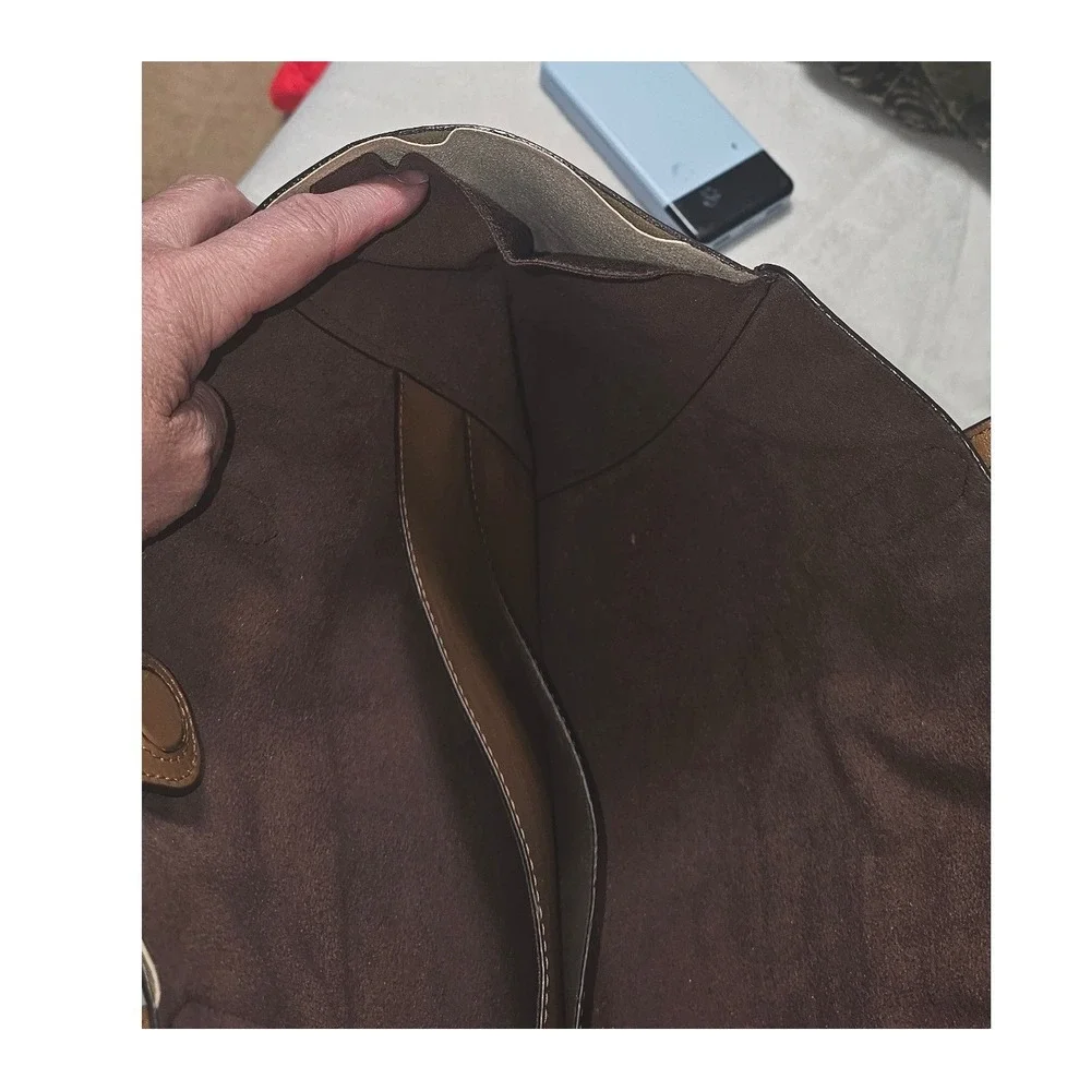 Michael Kors Signature Logo Tote Bag Brown Monogram Leather Trim Shopper Handbag