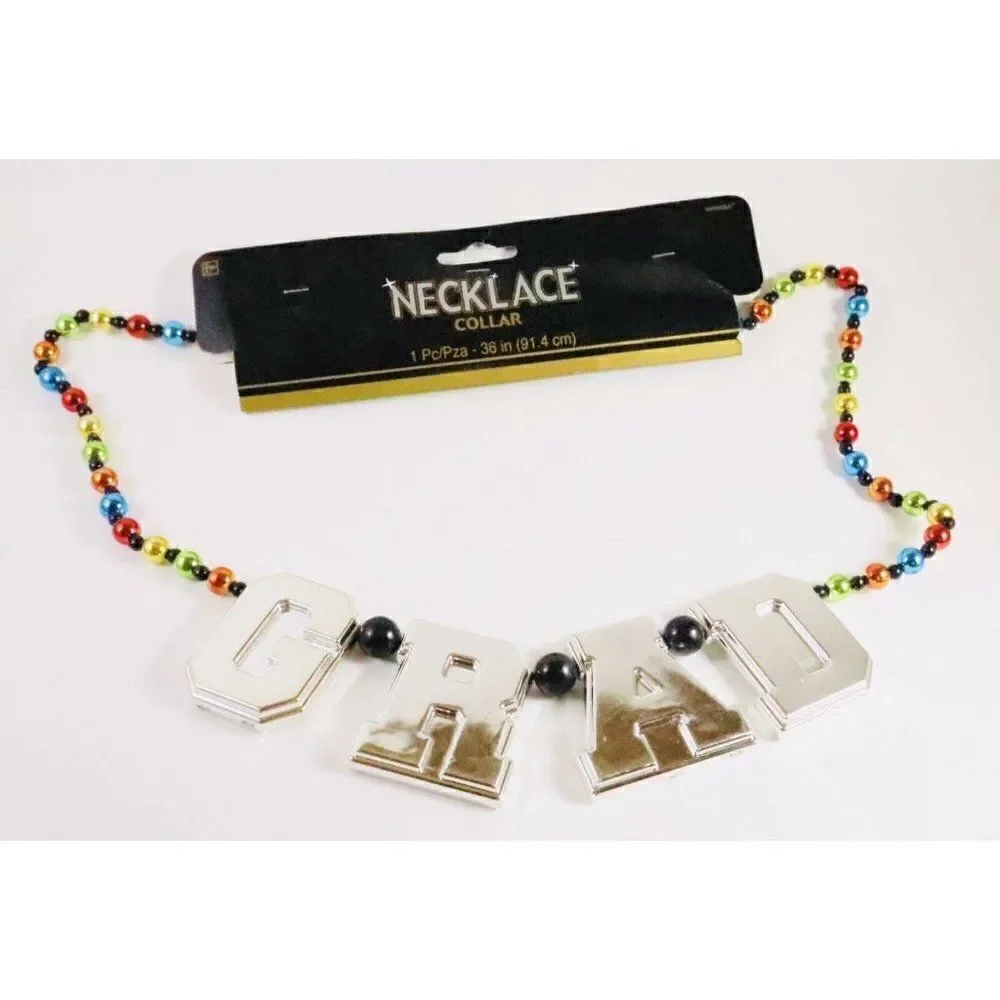 Graduation Beads Necklace Mardi Gras Multi Color Party Collar Celebration Prop