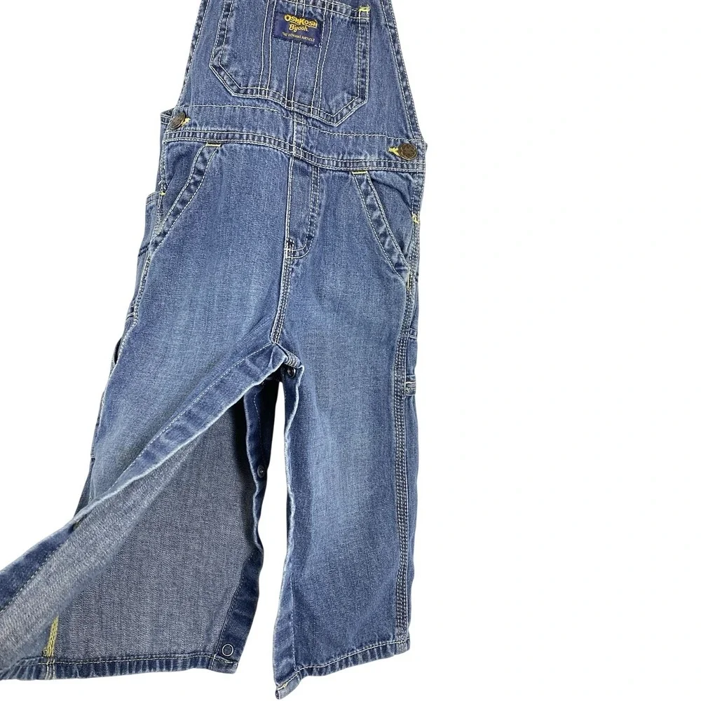 VTG 80's Oshkosh B'Gosh 18 Month Vestbak Blue Denim Bib Jean Overalls‎ Snap USA