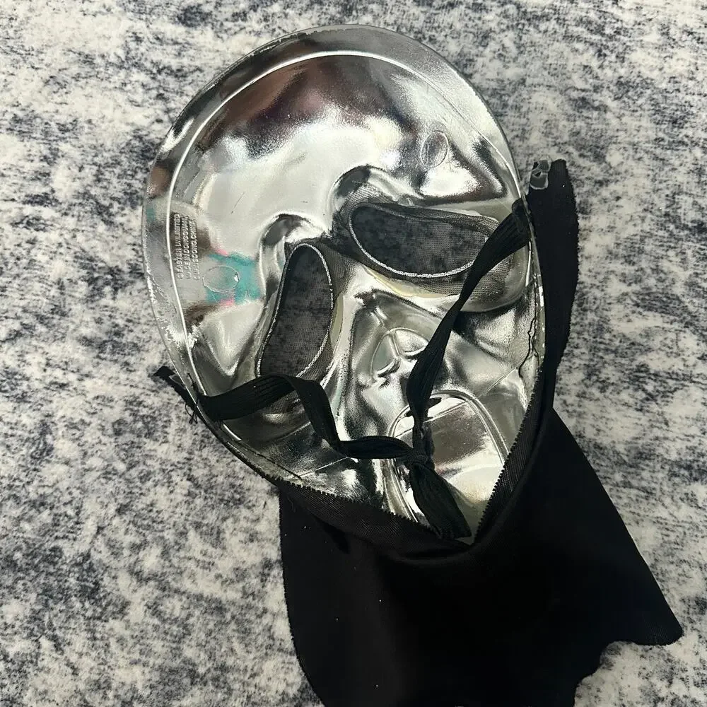 Vintage Scream Movie Ghostface Mask Silver Chrome Metallic Horror Halloween Prop