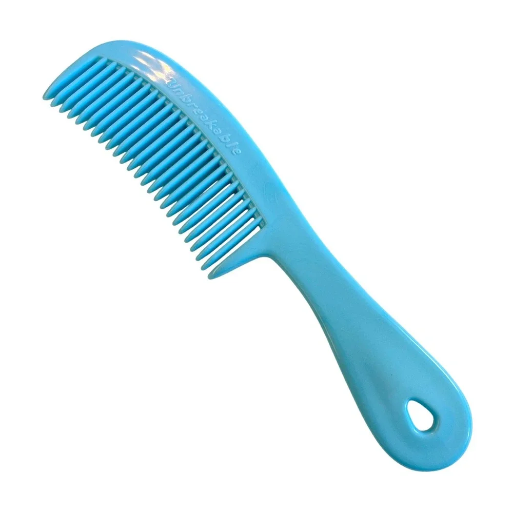 Vtg UNBREAKABLE Comb Teal Blue Plastic 80s USA purse pocket travel 6