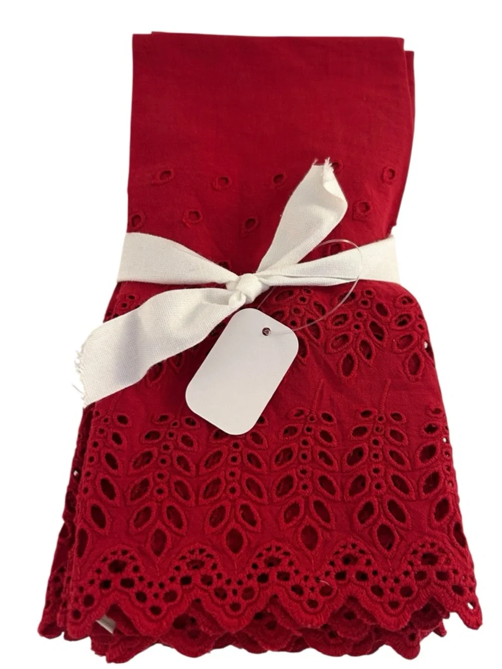 Potterybarn Red Eyelet‎ Organic Cotton 4 pc. Napkin Set New with tags!