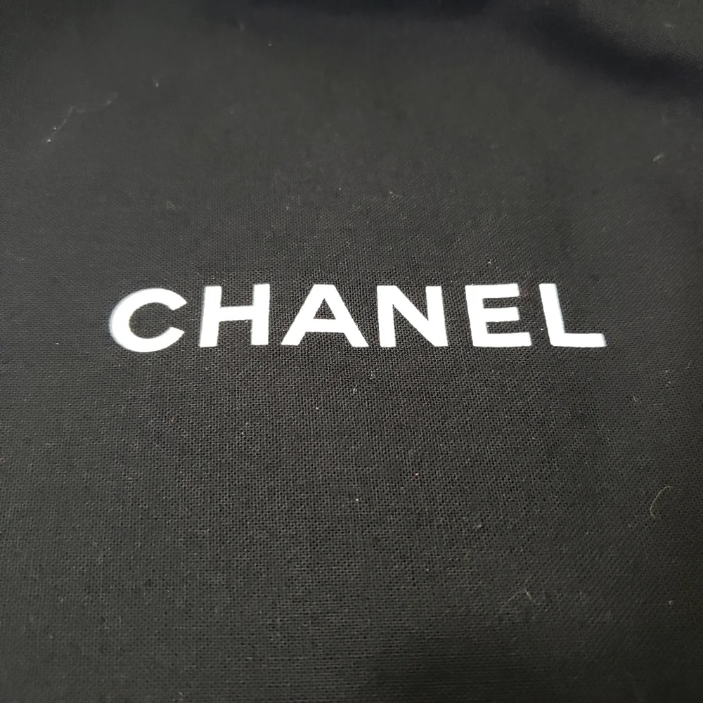 Chanel Set of 2 Black w/ White Dust Sleeper Bags Storage Luggage 12 x 6