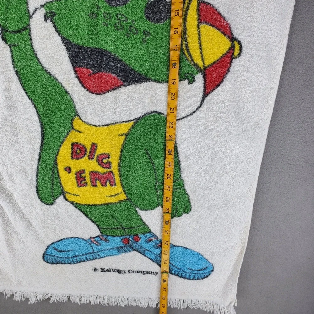 Kellogg Company Dig Em Frog Beach Towel White Vintage 1980s Honey Smacks Mascot