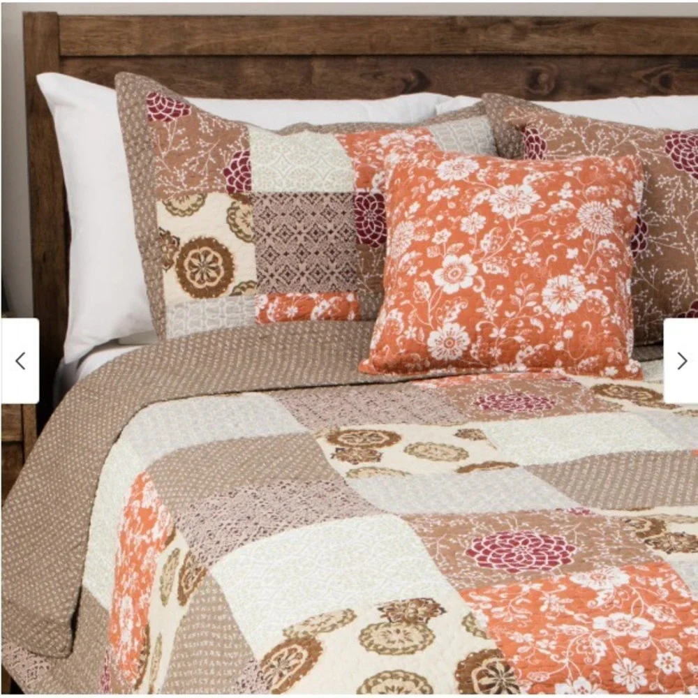 Greenland Home Fashions Stella 100% Cotton Quilted Pillow Sham Patchwork King Sz