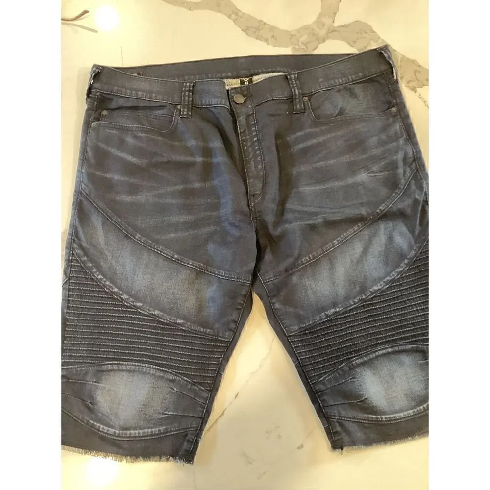 True Religion Mens Geno Moto Shorts Sz 42 Relaxed Slim Stretch 14” Inseam