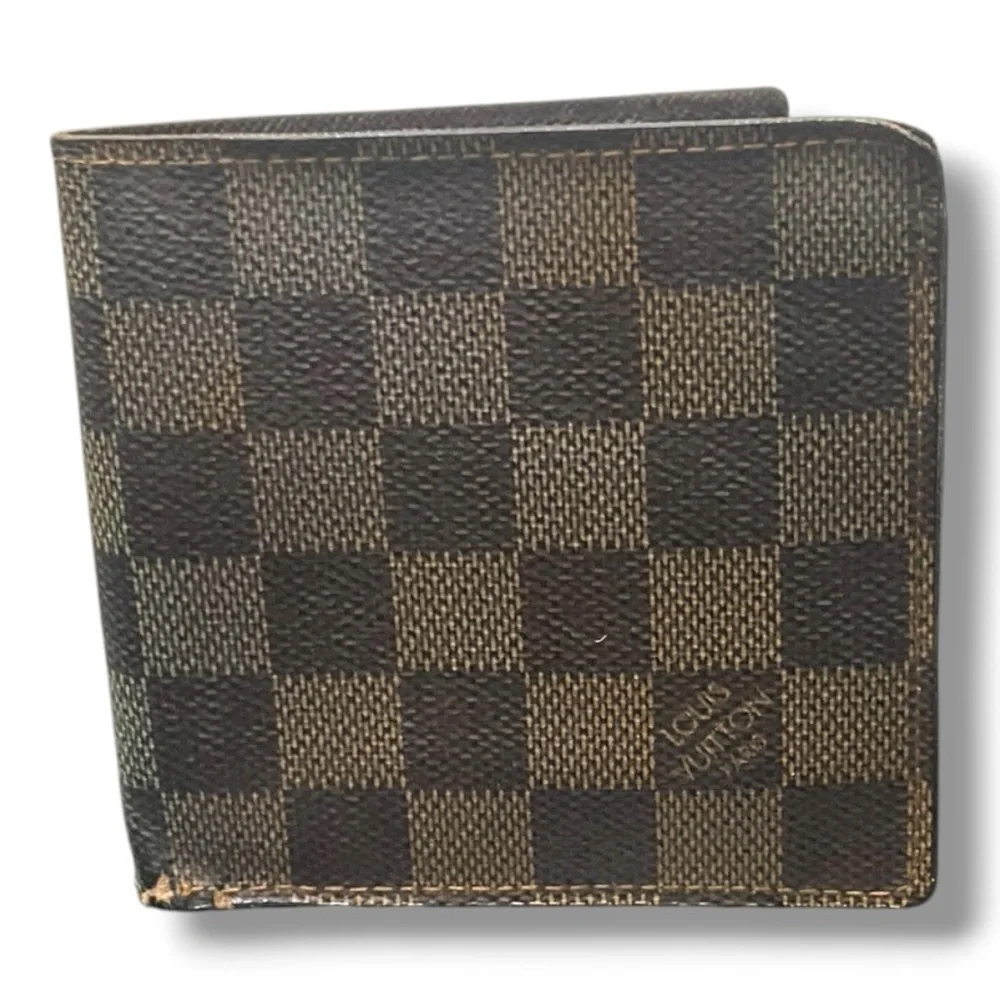 👜 Louis Vuitton Damier Ebene Wallet – Authentic Vintage‎ Bifold w/ Coin Pocket