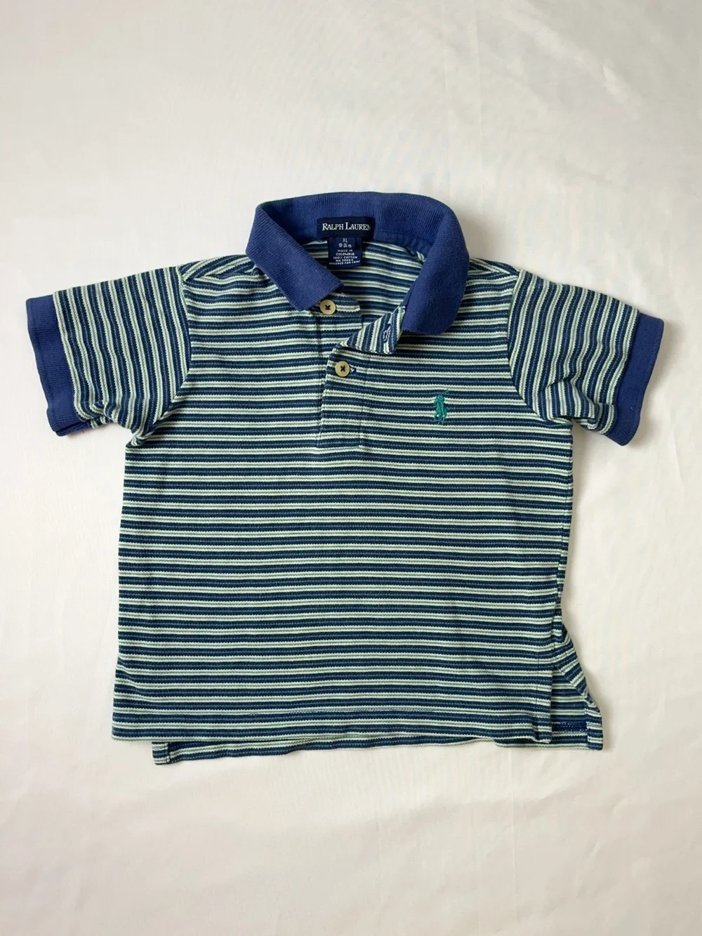 Ralph Lauren Y2K Blue Green Striped Polo Vintage Shirt 18-24M XL