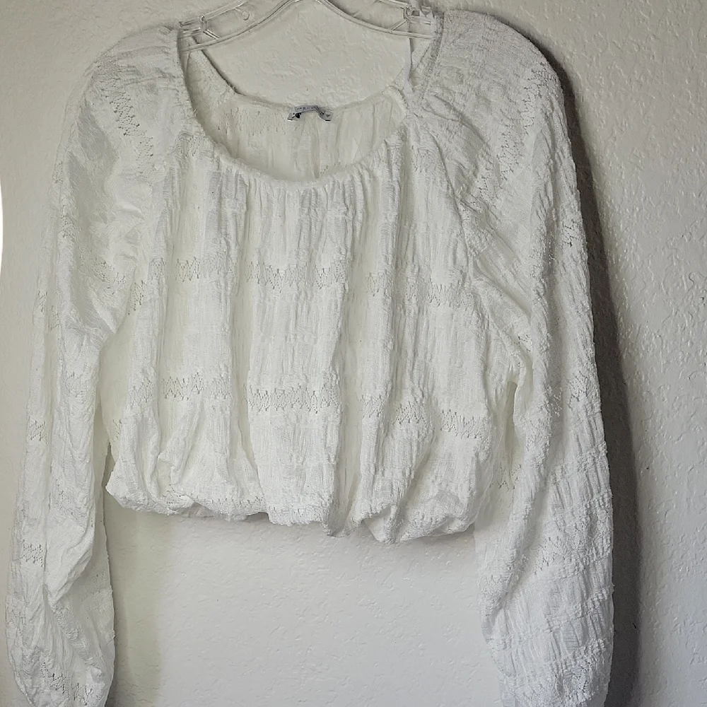 Zara White  Voluminous Women's Crop Top Blouse Size M