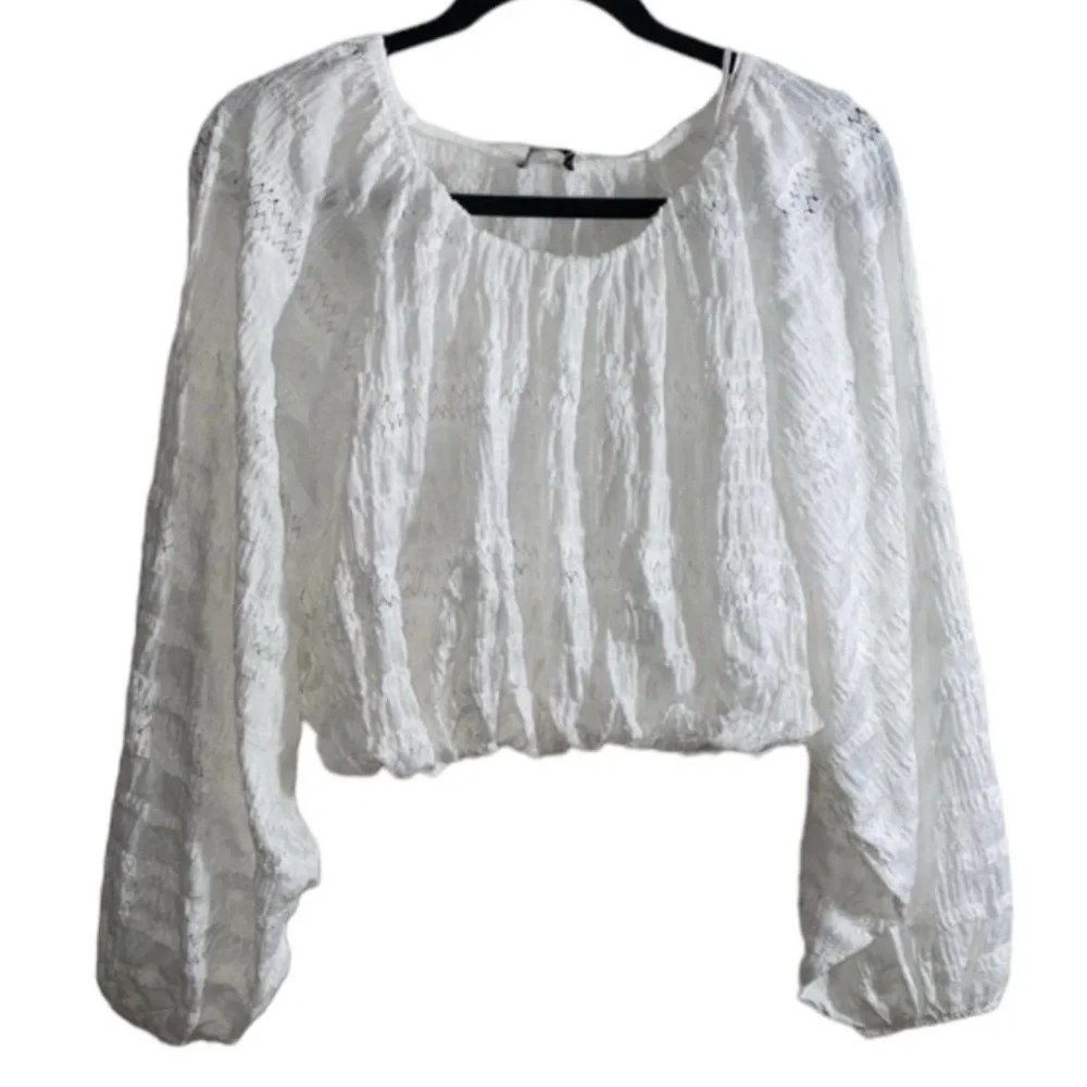 Zara White  Voluminous Women's Crop Top Blouse Size M