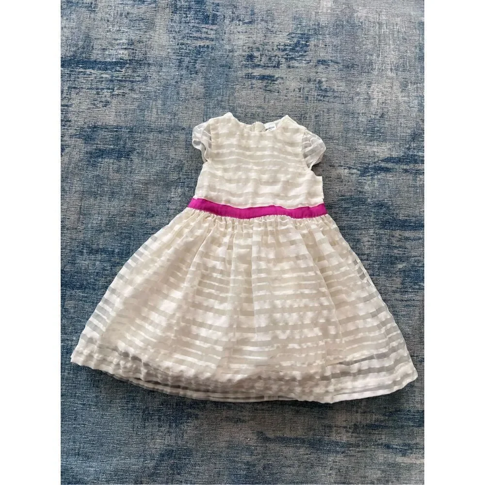 Osh Kosh B'gosh Off White Pink Stripe Zip Back Dress 2T