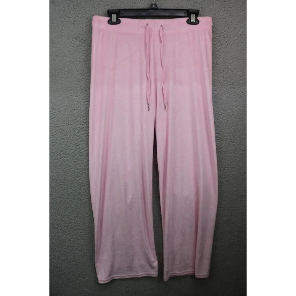 Juicy Couture Pink Velour Pull On Pants-Drawsting-Size Medium