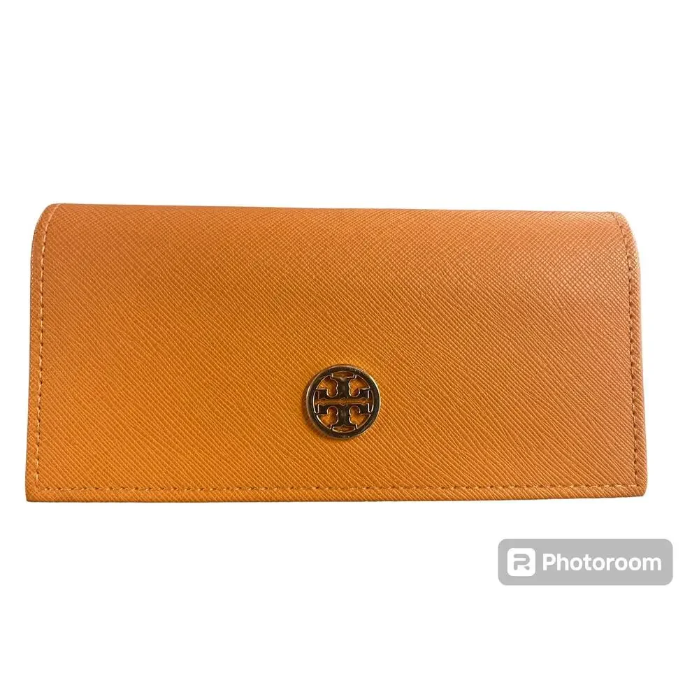 Tory Burch Orange Authentic Eyeglasses/ Sunglasses Leather case