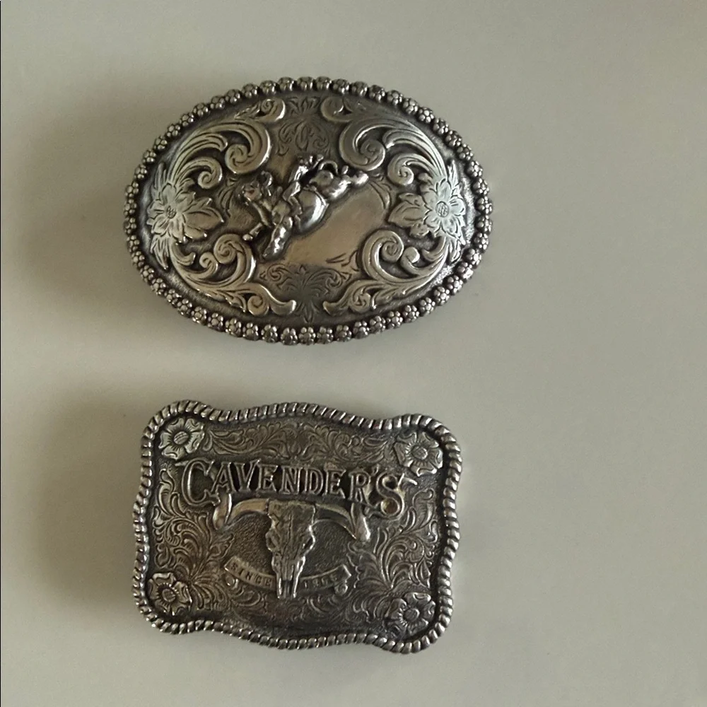 Cavender's Silver Western Belt Buckle Set CHILDRENS