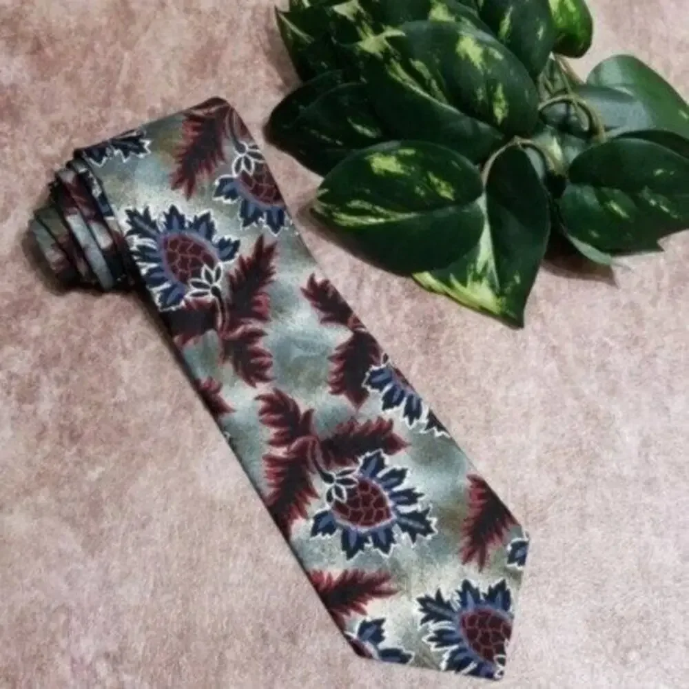 7th Ave men's vintage multicolor abstract floral polyester wide necktie
