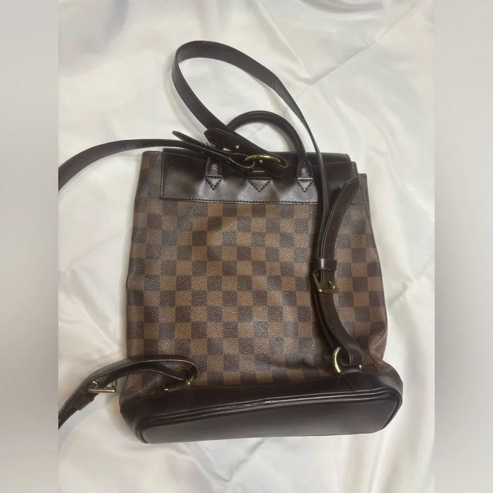 Louis Vuitton Damier Ebene Coated Canvas Soho Backpack