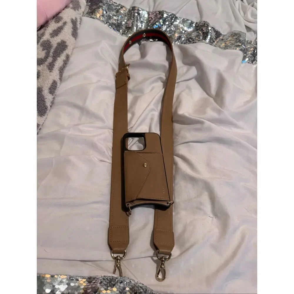Bandolier kimberley.tan/red stripe iPhone 13 Pro c crossbody case & belt/strap