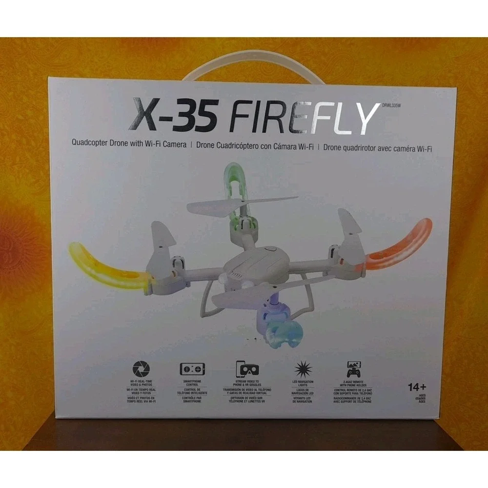 X-35 Firefly Quadcopter White Drone Wi-Fi‎ Camera & LED Lights DRWL335W