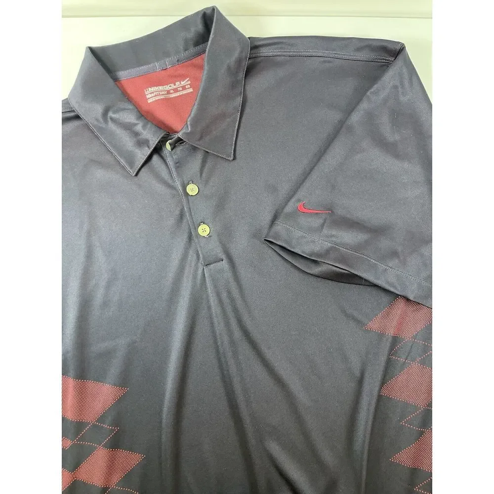 Nike Golf Polo Shirt Men XL Argyle‎ Dri-Fit Purple Active Athleisure Geo Wicking