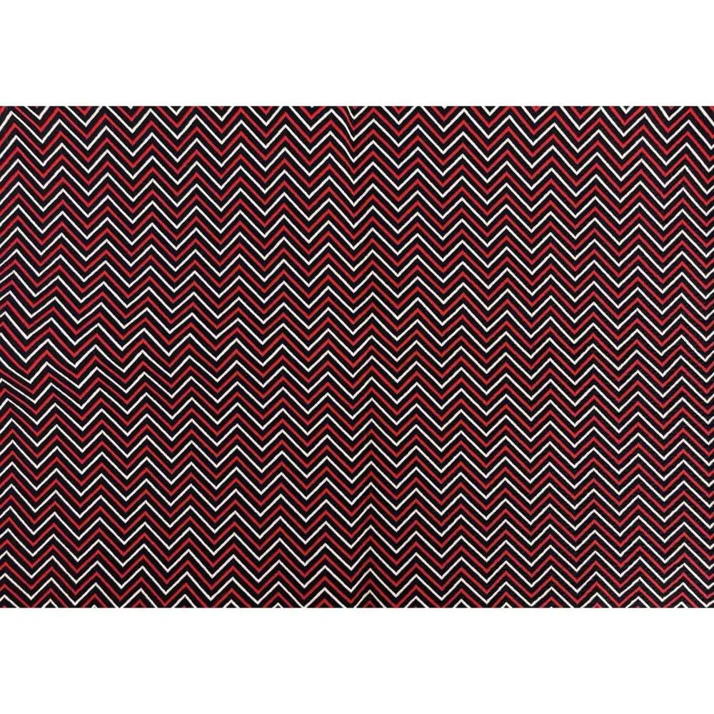 Vintage 70s Red White Blue Chevron Stretch‎ Poly Fabric 1598