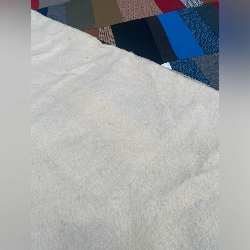 Multi Color Men’s Suit Patchwork Quilt with a sherpa Backing 66”/82”