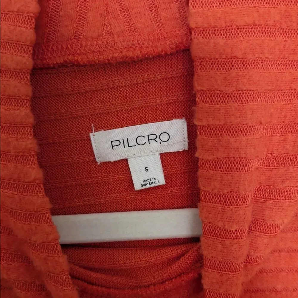 Pilcro Sweater Womens Small Orange Ribbed Turtleneck Dolman Sleeve Cropped