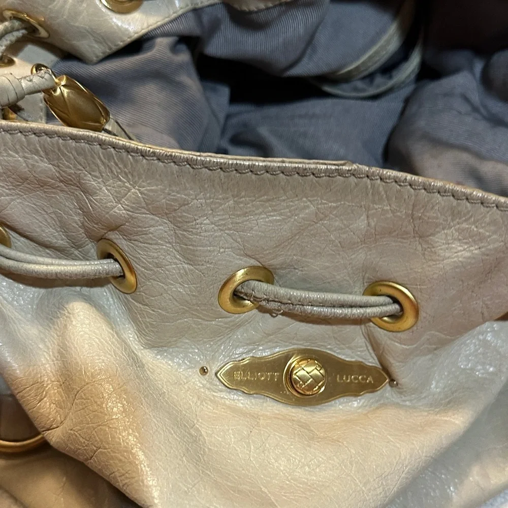 Elliott Lucca Cream Shoulder Bag with Gold Accents