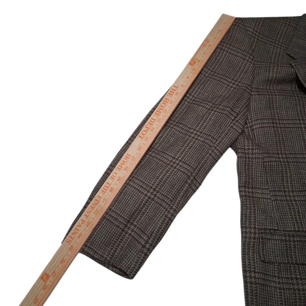 Men's Vintage 1991 Hickey‎ Freeman Sz. 46L Brown Plaid Sport Coat