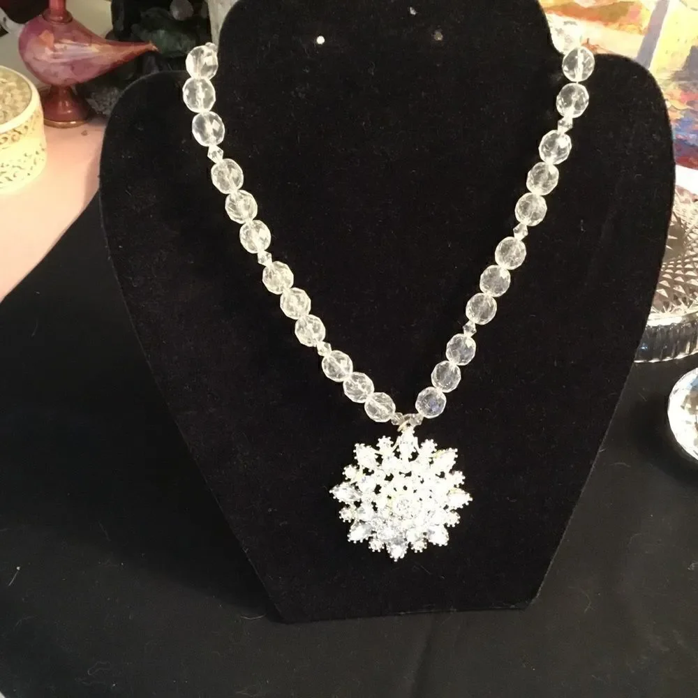 Robert Rose Branc Gorgeous Clear Faceted Faux Crystal Bead Necklace