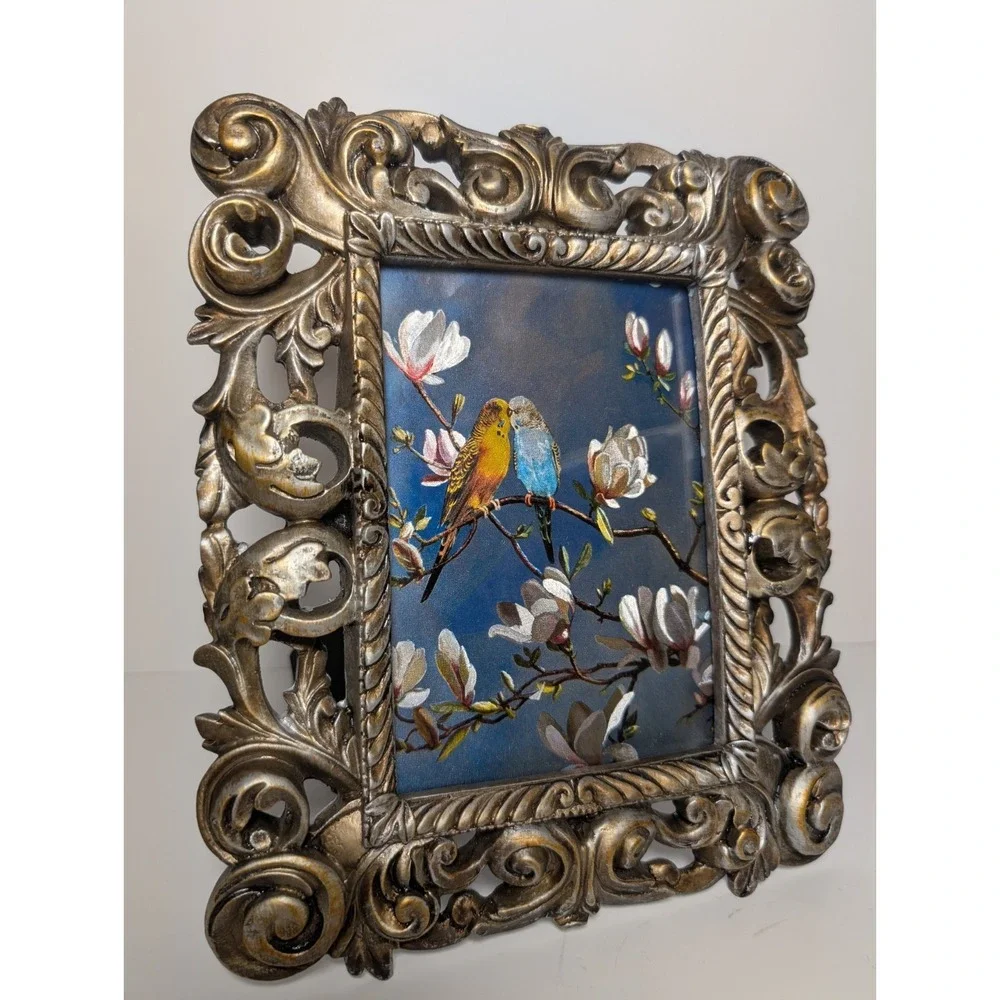 Belle Maison Champagne Rococo Frame 5x7 Easel Back Vintage Dufex‎ Print England