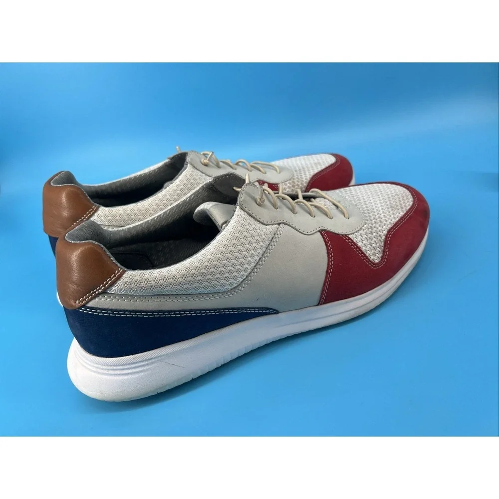 AMHERST MEN'S SHOE 13 M RED/WHITE/BLUE KNIT‎ LACE UP JOHNSTON&MURPHY 258538 MS50