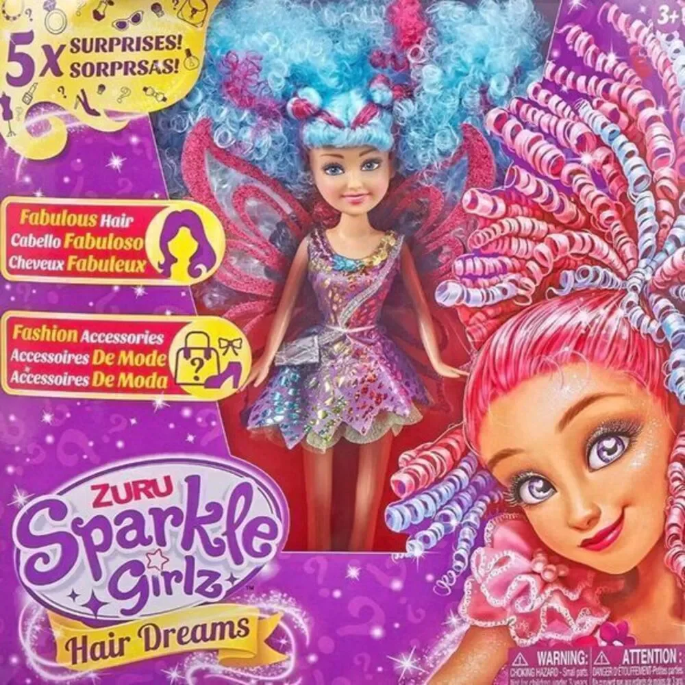 NEW Sparkle Doll Girlz Hair Dreams Rainbow Fairy 10.5