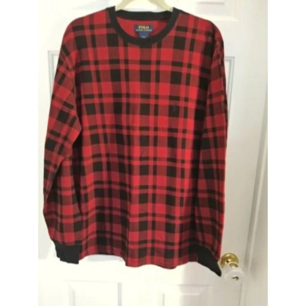 Men's Ralph Lauren Polo RED‎ Plaid Longsleeve Thermal Shirt Sz. L