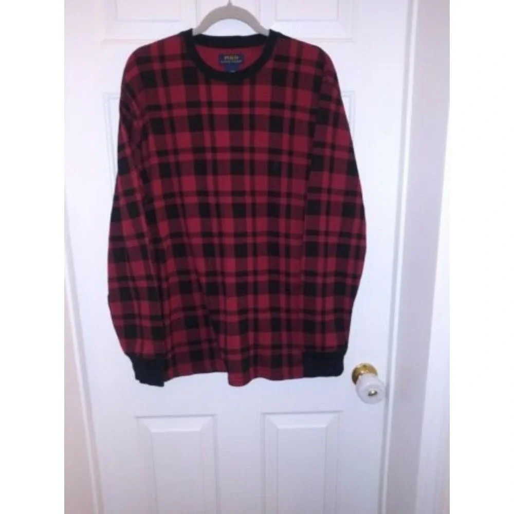 Men's Ralph Lauren Polo RED‎ Plaid Longsleeve Thermal Shirt Sz. L