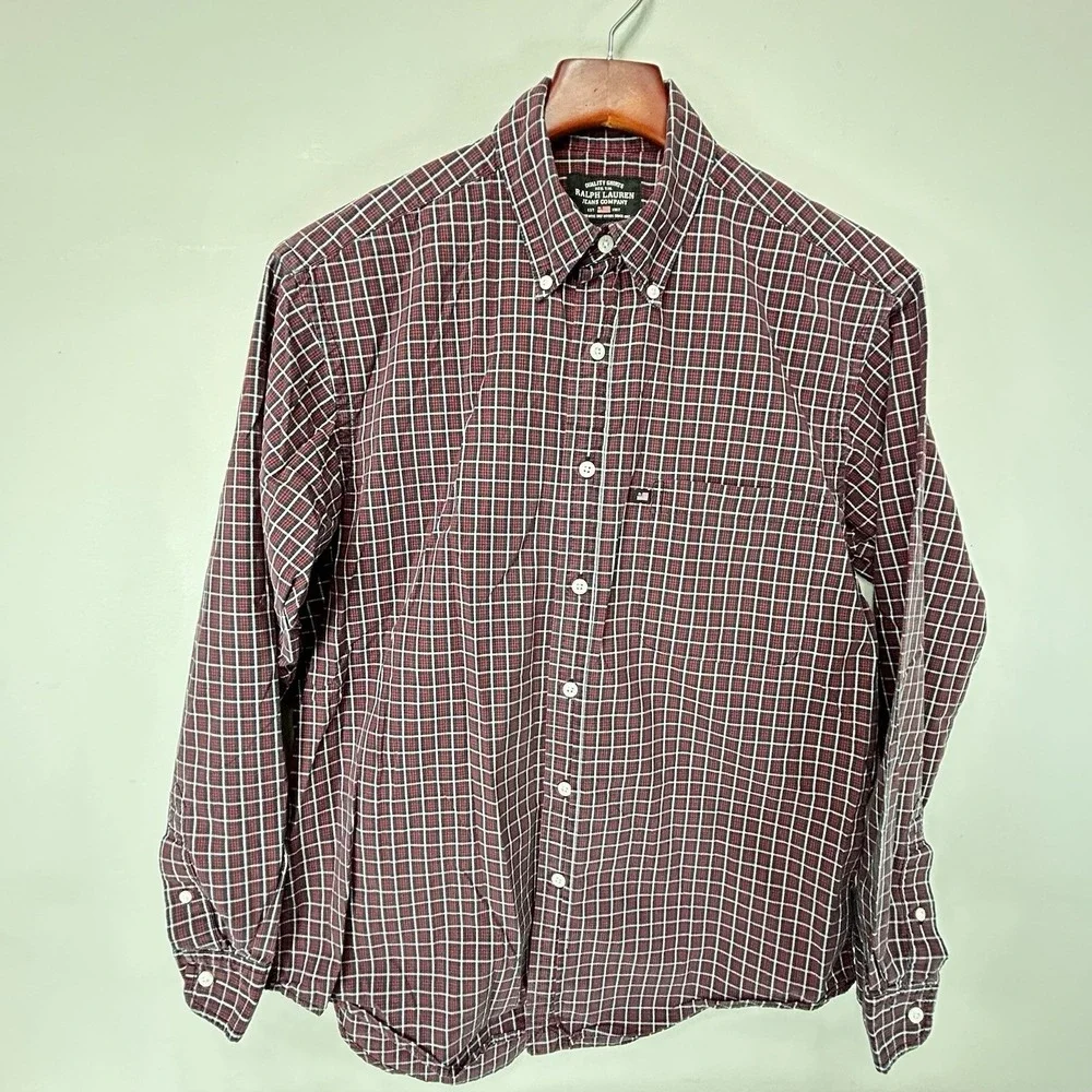 Polo Ralph Lauren Jeans Co. Men's Small Button‎ Down Red Plaid RL Flag Shirt