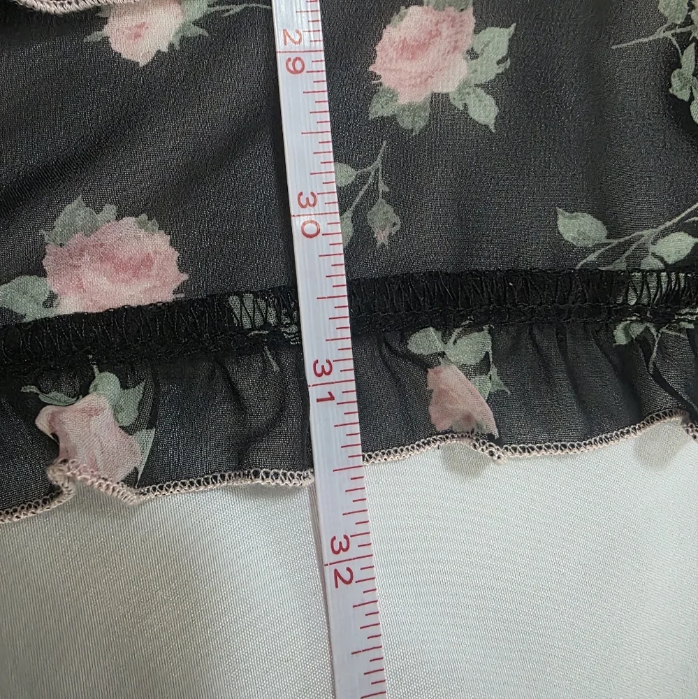 Floral Sheer Black Kimono Robe lightweight women's size large from In Bloom