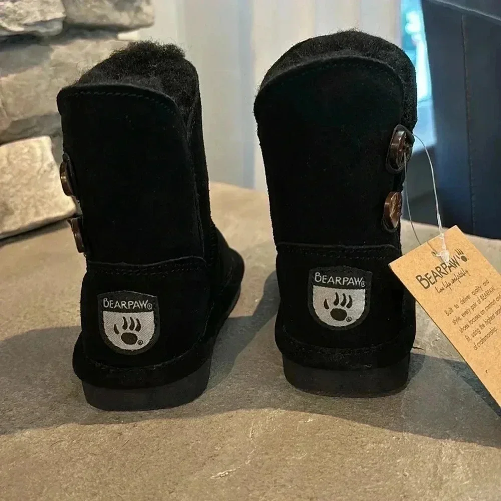 BEARPAW Rosaline Toddler Suede, sheepskin & Wool blend lined booties - 9