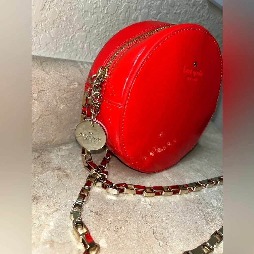 Kate Spade New York Normandy Park Circle Bag, Red Patent Leather Vintage Rare