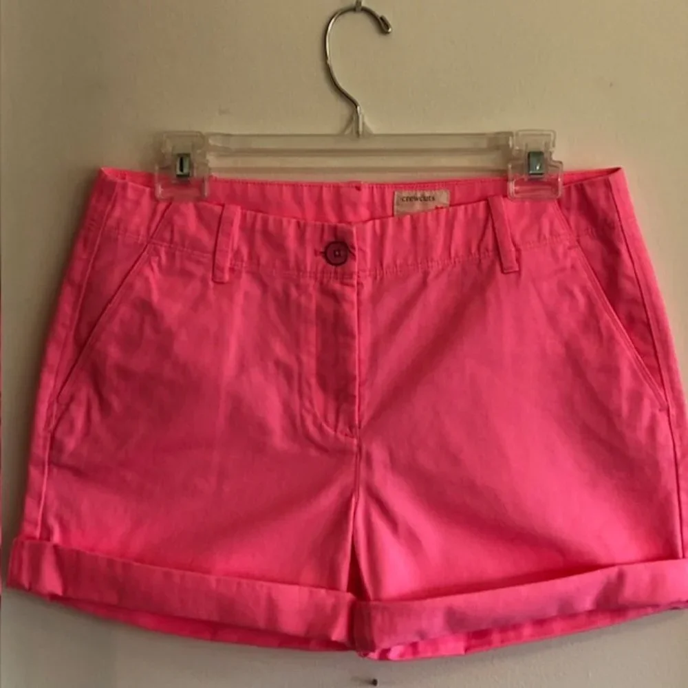 CREWCUTS Neon Pink Cotton Cuffed Shorts Size 16