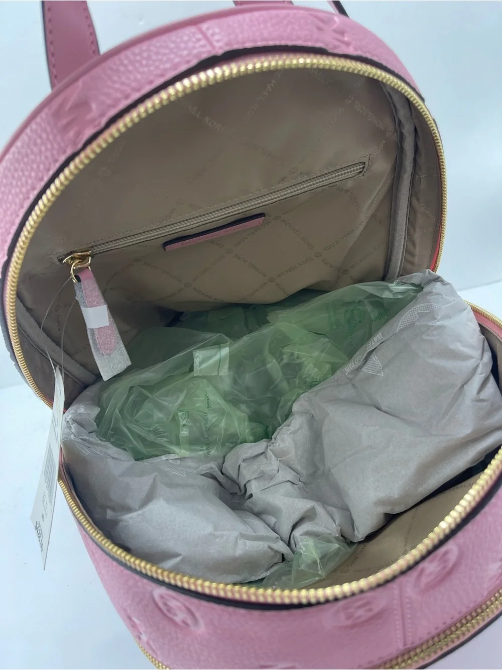 Michael Kors Pink Embossed MK Pebbled Leather Mini Backpack