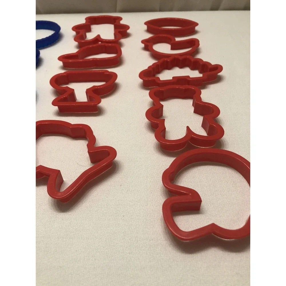 Lot of 21 Plastic Cookie Cutters Sports Animals Trucks Cars Dinos Baking Set
