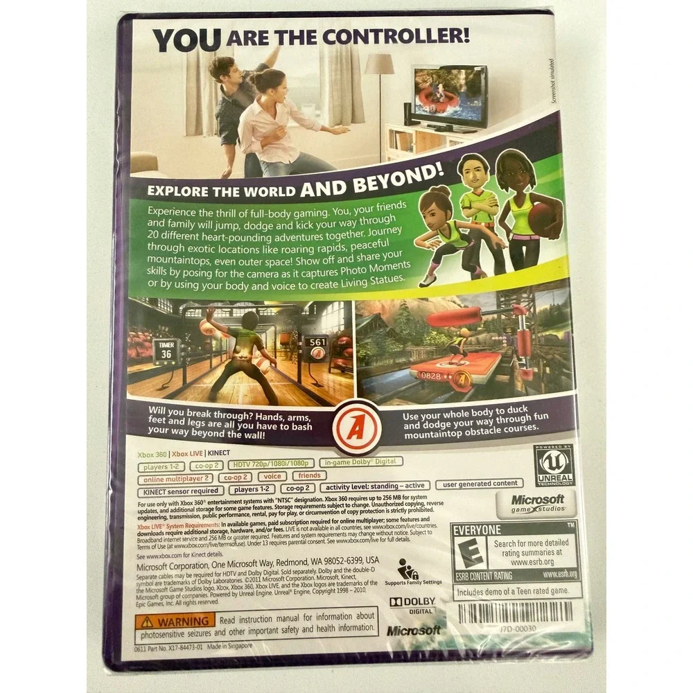 Kinect Adventures Xbox 360 Game New Sealed Microsoft Kinect Sensor Required E