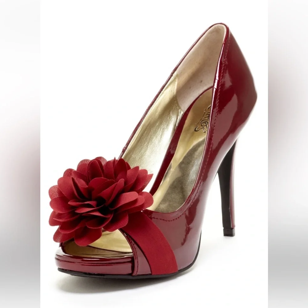 Carlos by Carlos Santa Red‎ Floral Embellished Heels