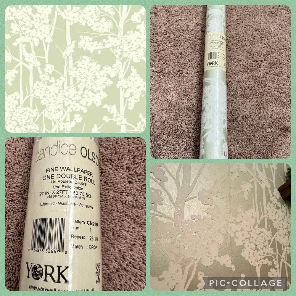 NEW Anthropologie Candice Olson York wallpaper green botanical textured CN2160