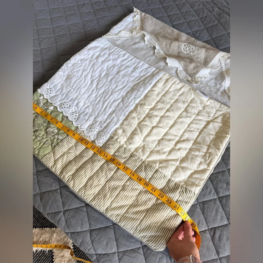 Soft Surroundings Quilted Pillow Sham Cottagecore Lace Linen Cotton Floral Stand